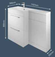 Royo Life 1200mm 4 Drawer Wall Unit inc Double Ceramic Basin Anthracite