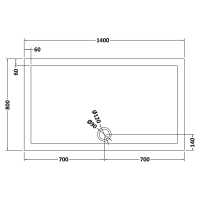 Nuie 1400 x 760 Rectangle Shower Tray Slate Grey - FREE Waste