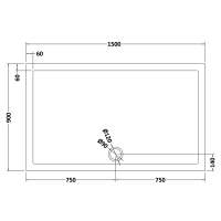 Nuie 1500 x 800 Rectangle Shower Tray Slate Grey - FREE Waste