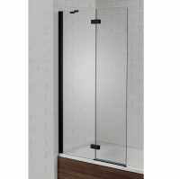 Aquadart Venturi 6  Black Hinged Bath Shower Screen Left Hand - 1500 x 900mm