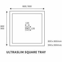 Nuie 900 x 900 Square Shower Tray - FREE Waste