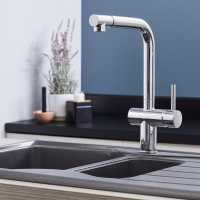 Evolve Spring Pull Out Kitchen Tap - Brushed Steel