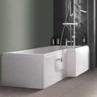 Carnelian Walk-in Shower Bath - Easy Access Bath Including Front Panel (1675 x 850/750mm) Mantaleda