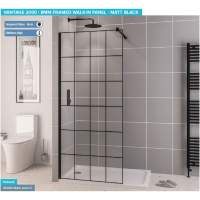 Vantage 8mm, 760mm Matt Black Walk In Shower Screen - Eastbrook