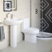 Whistle Closed Coupled Open Back Comfort Height Toilet & Soft Close Seat