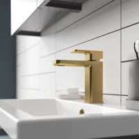 Burlington Chelsea Traditional Curved Monobloc Basin Tap with Black Lever