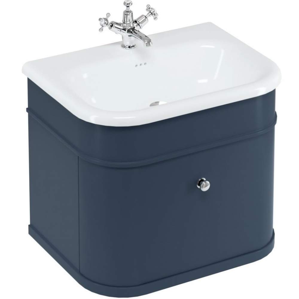 Burlington Chalfont Matt Blue 650mm Single Drawer Traditional Vanity Unit & Basin