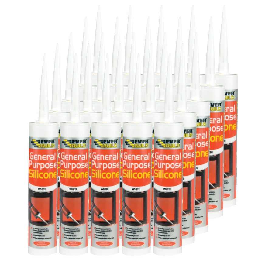 Box Of 25 - Everbuild General Purpose Silicone Sealant - White