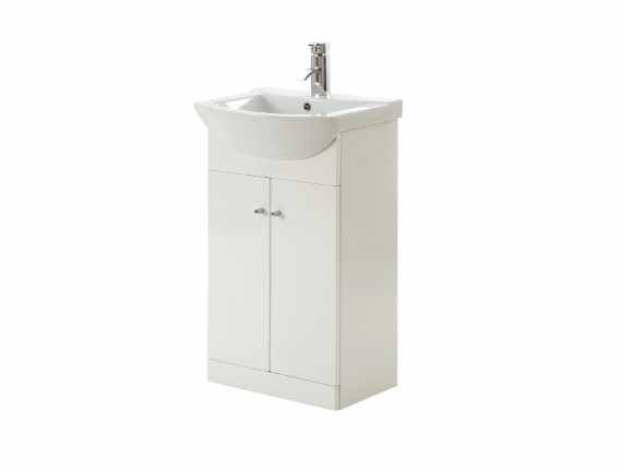 Elation Ikoma 550mm 2 Door Bathroom Vanity Unit & Basin - Gloss White