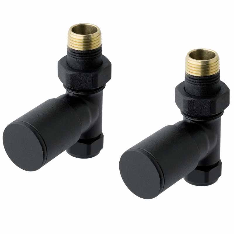 Eastbrook Straight Radiator Valves - Matt Black - Pair