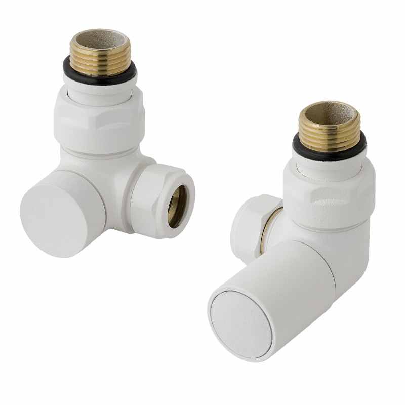 Eastbrook Corner Radiator Valves - Matt White - Pair