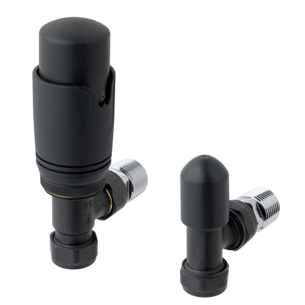 Eastbrook Angled Anthracite Thermostatic Radiator Valves TRV Inc Lockshield