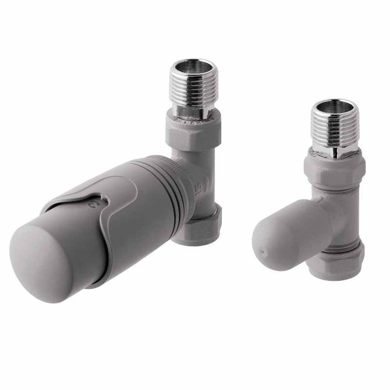 Eastbrook Straight Thermostatic Radiator Valves TRV - Grey - Set