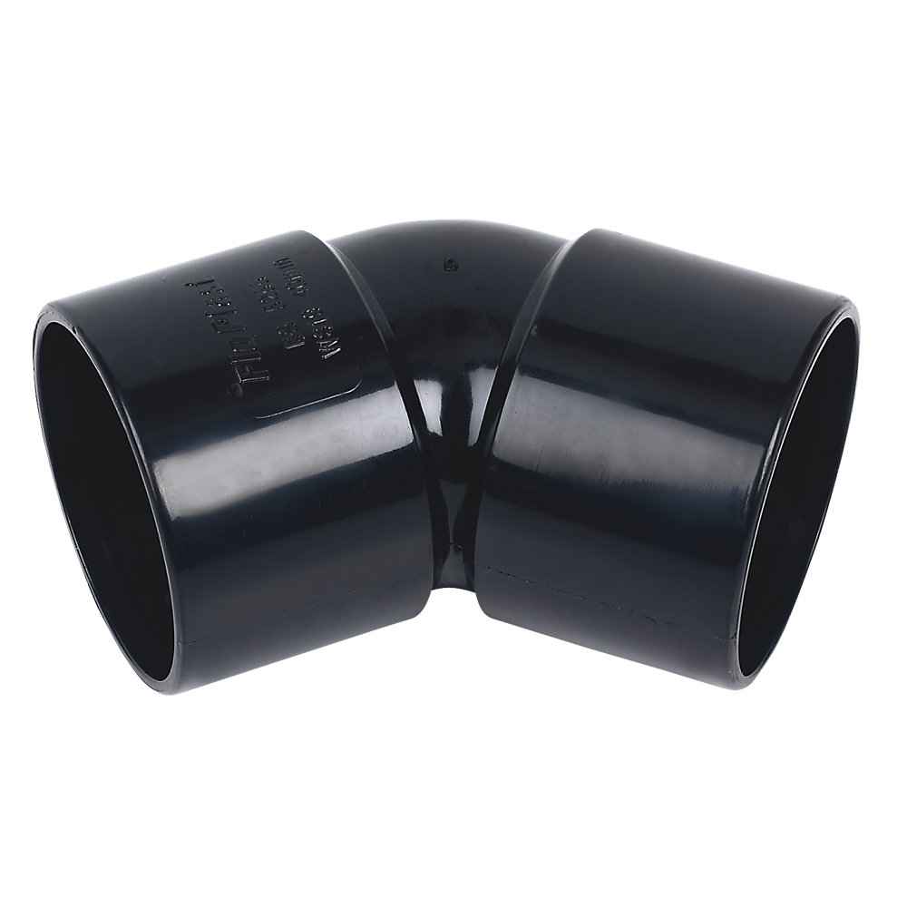 ABS Solvent Fit 40mm - 45 / 135 Degree Obtuse Bend Elbow - Black - Waste Pipe