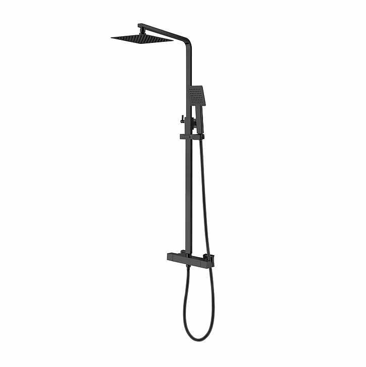 Niagara Observa Matt Black Square Twin Shower Head Set