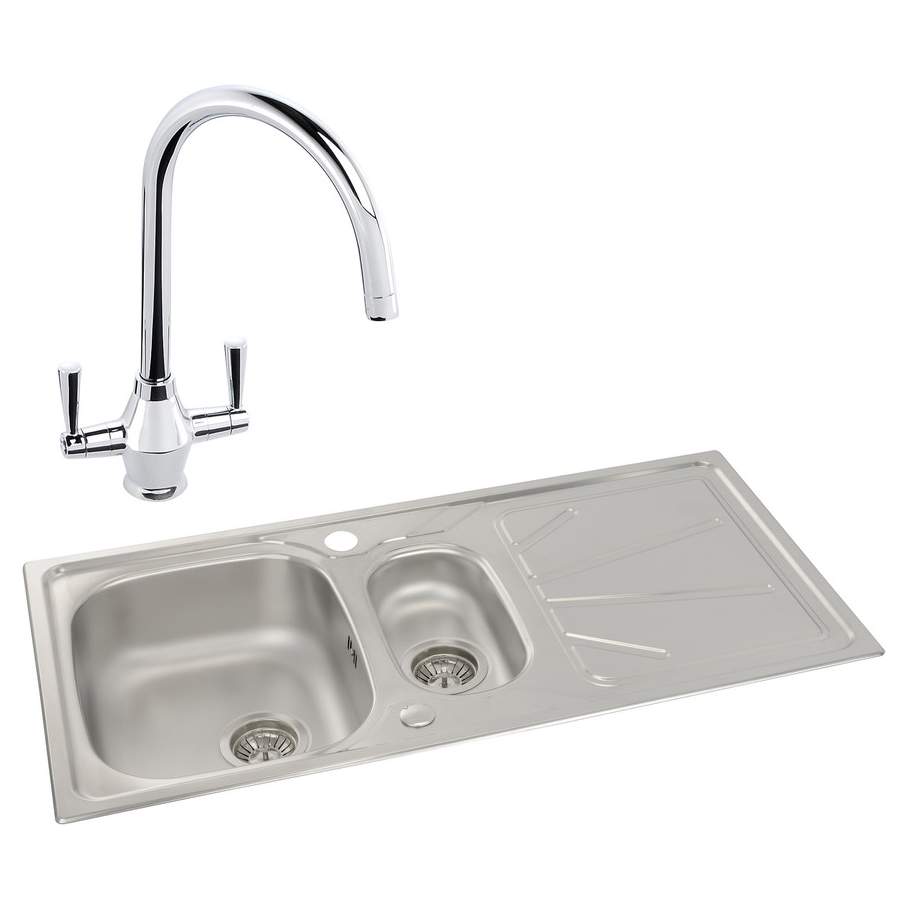 Abode Trydent 1.5 Bowl Inset Stainless Steel Sink & Astral Tap Pack