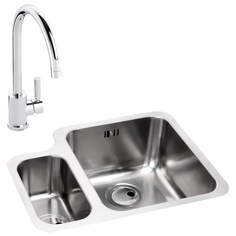 Abode Matrix 1.5 Bowl Right Hand Undermount Stainless Steel Sink & Atlas Tap Pack