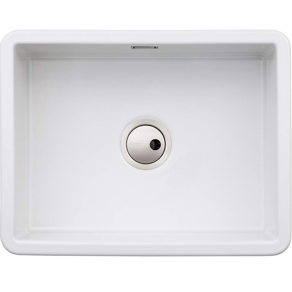 Abode Sandon Large 1 Bowl Ceramic Undermount / Inset Kitchen Sink - White