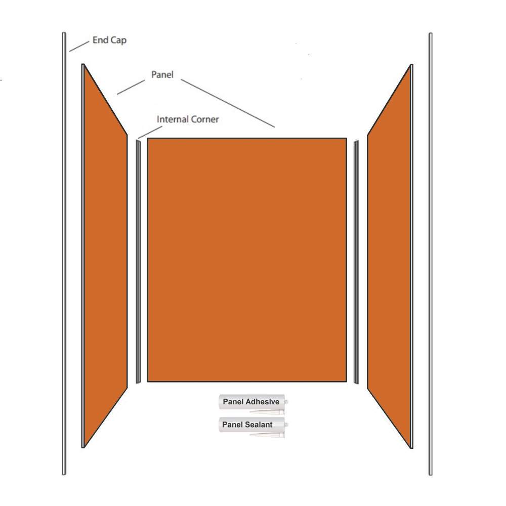 Wetpanel Three Sided Shower Board Kit 1000 x 1000 x 1000mm