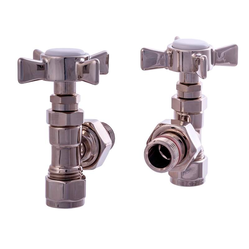 DQ Adoni Manual Angled in Polished Nickel Radiator Valves