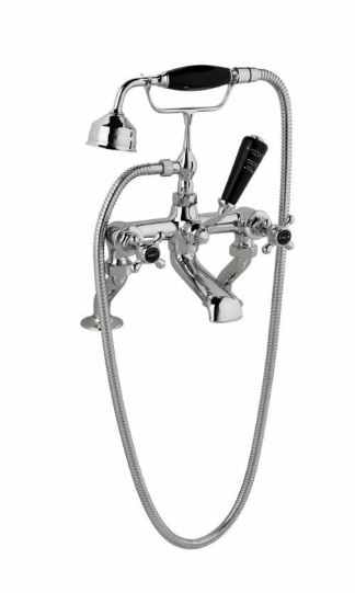 Bayswater Hex Bath Shower Mixer - Black/Chrome