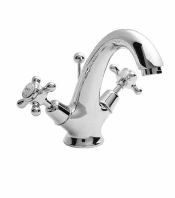 Bayswater Monobloc Dome Basin Mixer Taps - White/Chrome