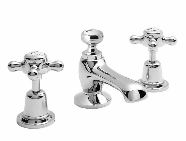 Bayswater 3 Hole Dome Basin Mixer Taps - White/Chrome