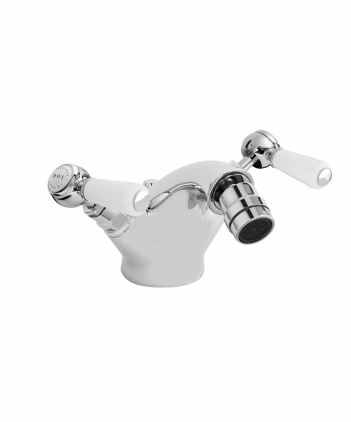 Bayswater Monobloc Lever Hex Bidet Taps - White/Chrome