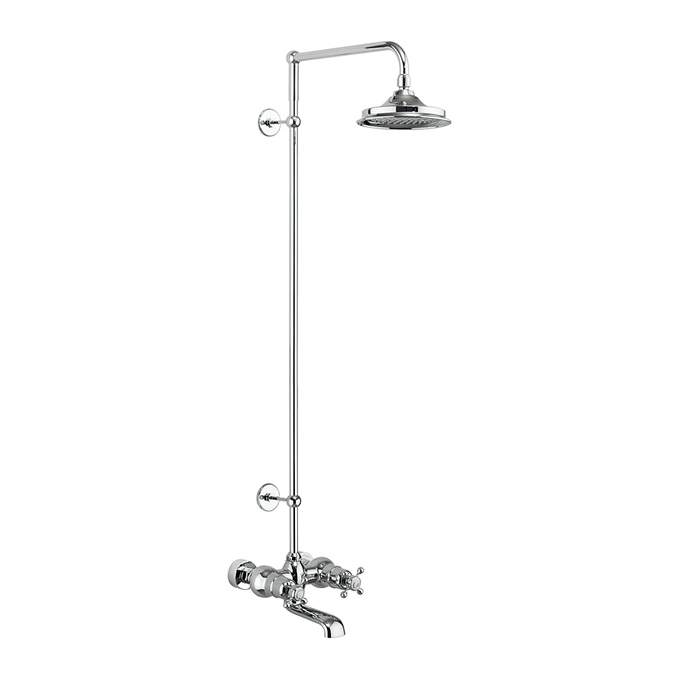 Burlington Tay Traditional Wall Mounted Bath Shower Mixer Tap Rigid Riser - Fixed Head - BT2WS