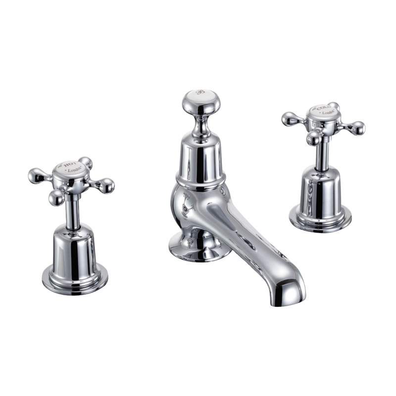 Burlington Claremont 3 Hole Thermostatic Basin Mixer Tap - Pop Up Waste