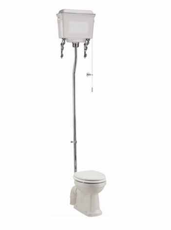 Burlington High Level WC with White Aluminium Cistern and Fittings P2 T59 T30CHR