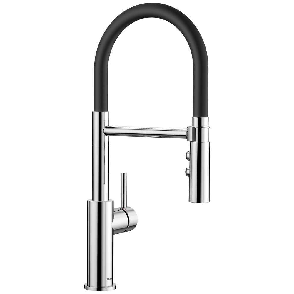 Blanco Catris S Flexo Black and Chrome Kitchen Tap - 525791