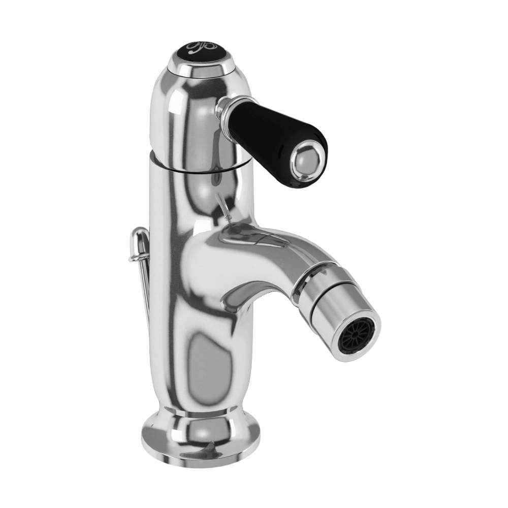 Burlington Chelsea Monobloc Bidet Mixer Tap with Black Lever & Pop Up Waste - CH23BLA