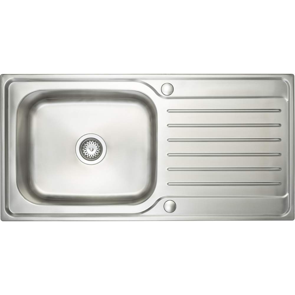 Prima Deep 1 Bowl & Drainer Inset Kitchen Sink - Polished Steel