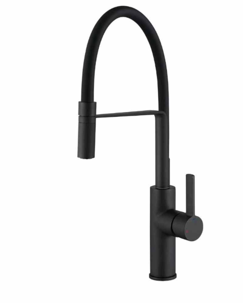 Jeroni Chef Matt Black Pull Out Kitchen Mixer Tap - Francis Pegler Comap