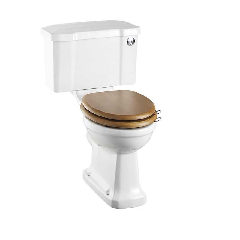 Burlington Regal Close Coupled WC & White Ceramic Cistern with Chrome Push Button P12 C2