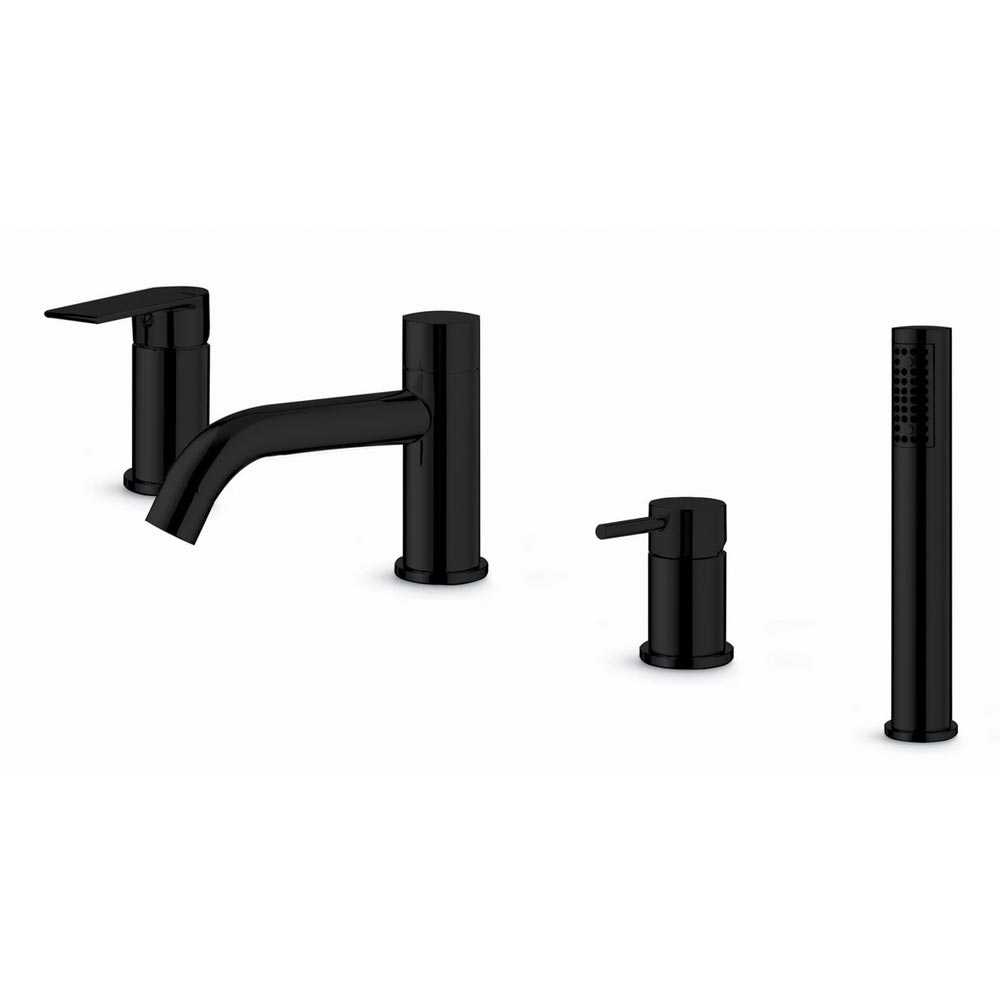 Vema Timea Matt Black 4-Hole Deck Mounted Bath Shower Mixer Tap (DITB1074) 