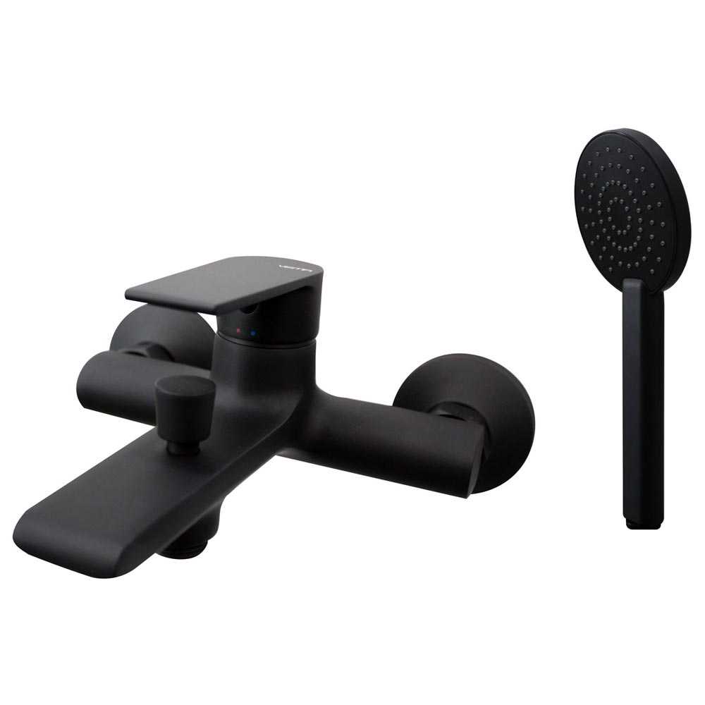 Vema Timea Matt Black Wall Mounted Bath Shower Mixer Tap (DITB1084)   