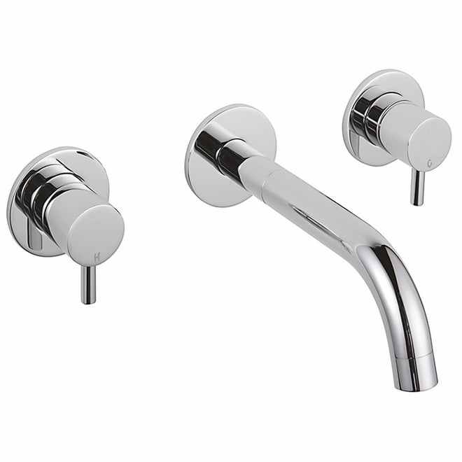 Sagittarius Ergo Wall Mounted 3 Hole Basin Mixer Tap 180mm