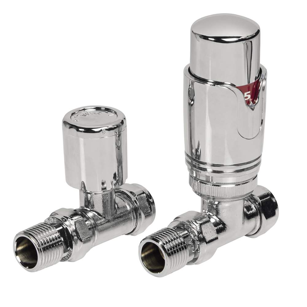 DQ Essential TRV Straight Chrome Radiator Valves