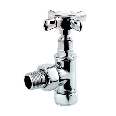 DQ Essential Cross Head Manual Angled Chrome Radiator Valves