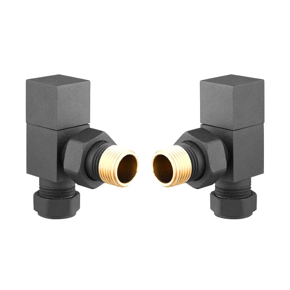 DQ Essential Manual Square Angled Anthracite Radiator Valves