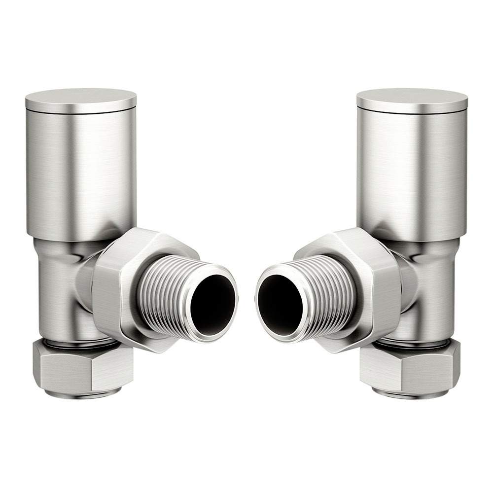 DQ Essential Manual Angled Brushed Nickel Radiator Valves