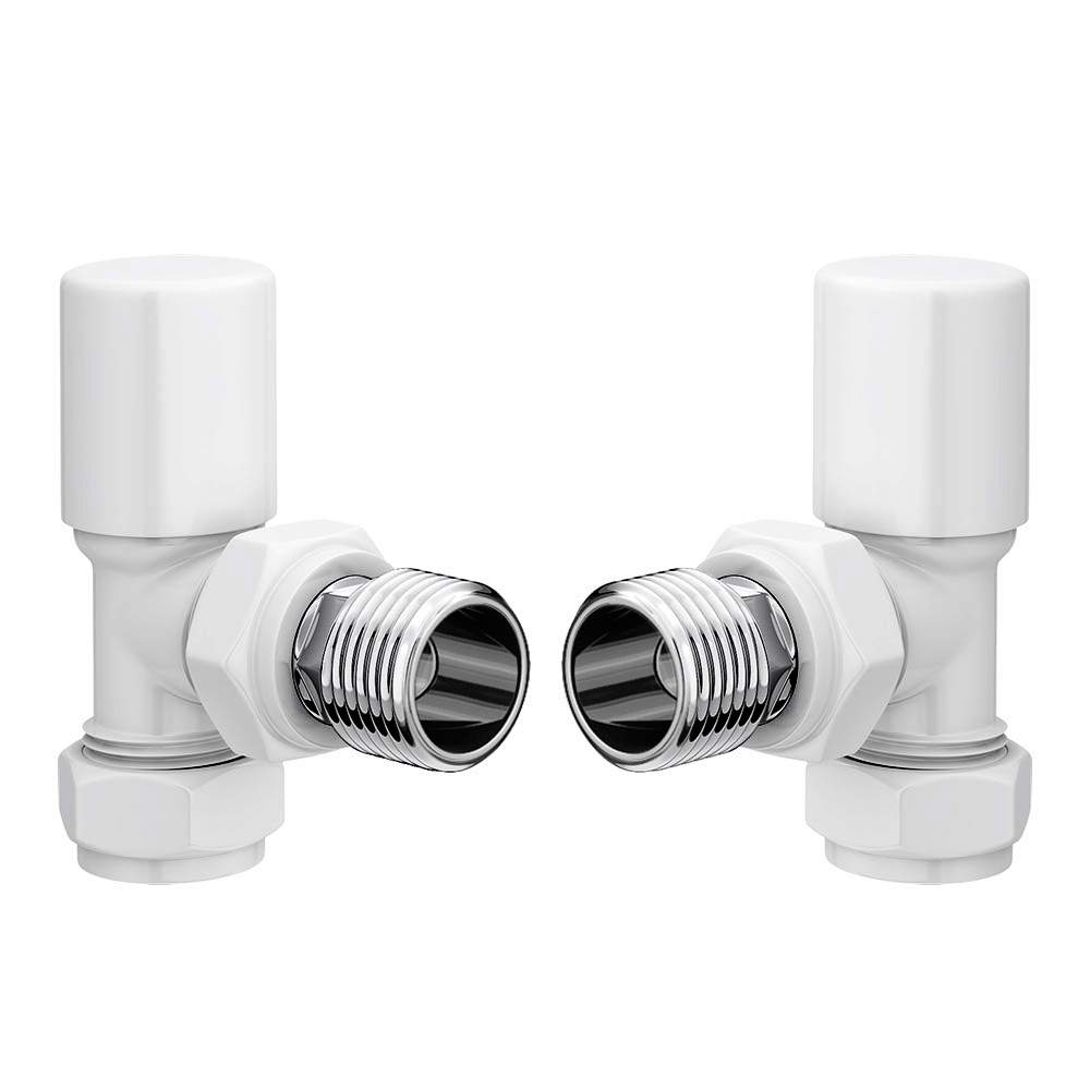 DQ Essential Manual Angled White Radiator Valves