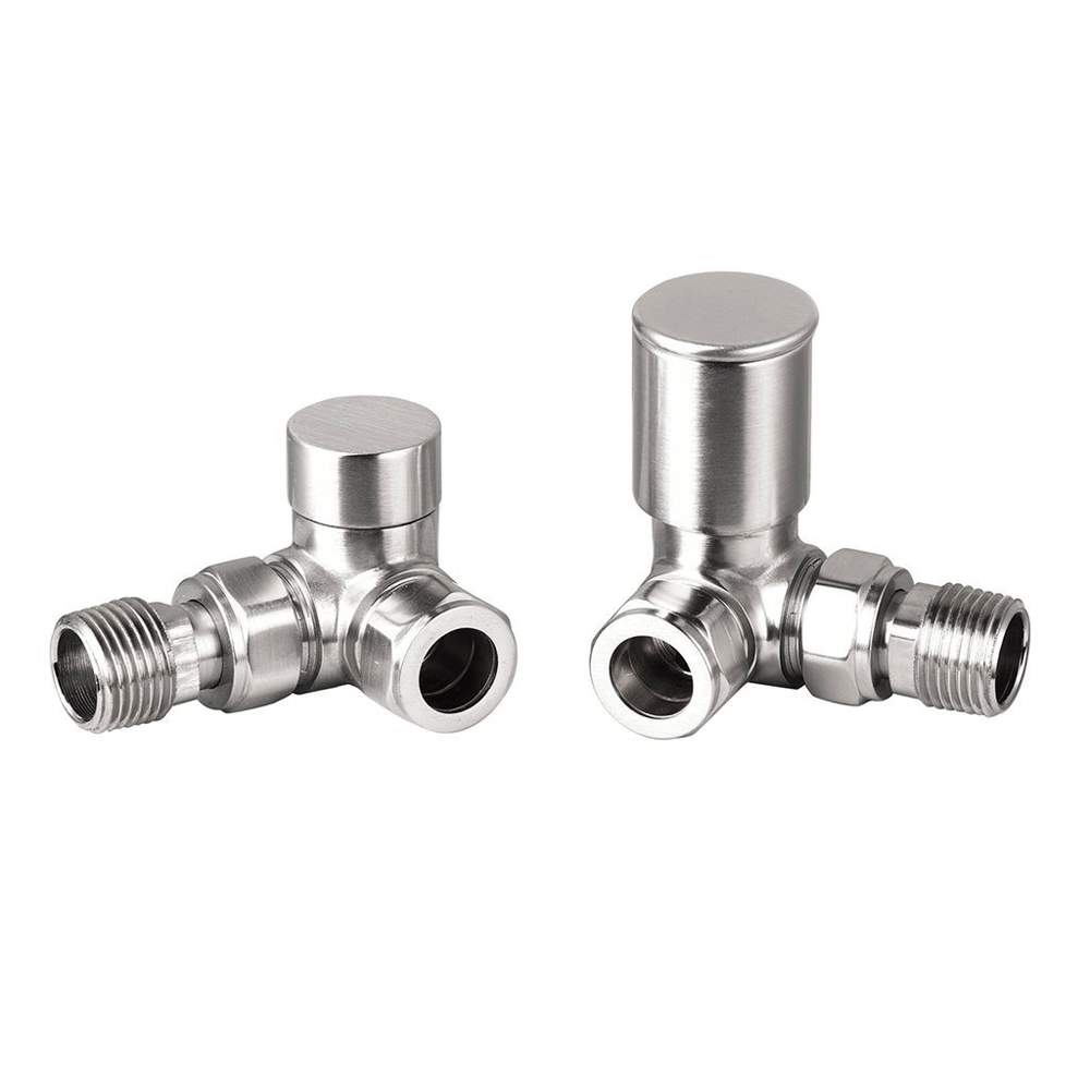 DQ Essential Manual Corner Brushed Nickel Radiator Valves