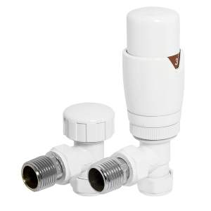 DQ Essential TRV Angled White Radiator Valves