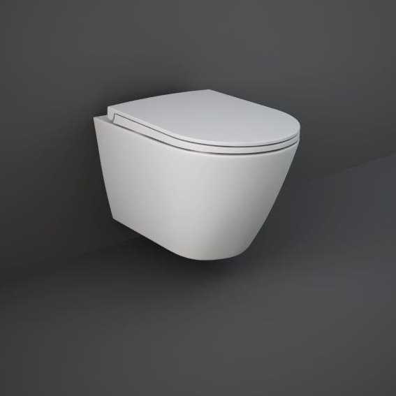 Feeling Matt White Wall Hung Rimless WC inc Soft Close Seat - RAK Ceramics