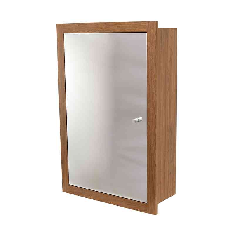 Walnut Trio Recessed Cabinet with Mirror and Shelves by Abacus Direct