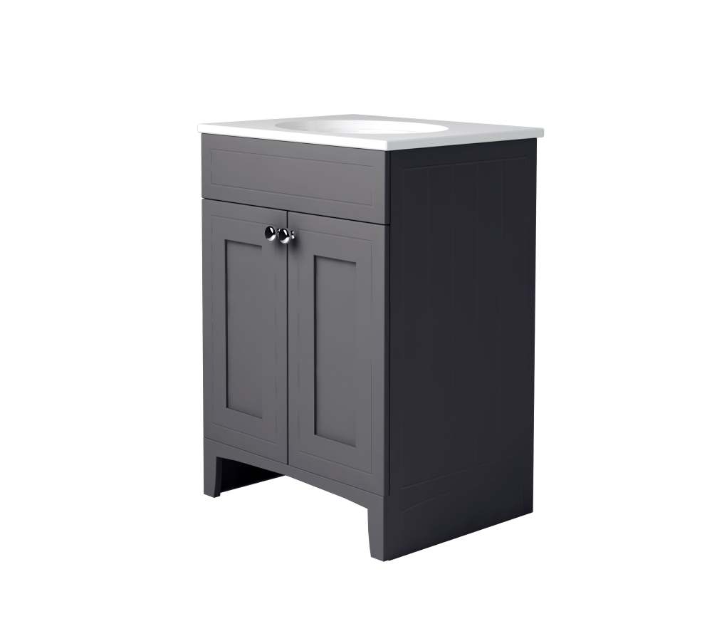 Classic 600mm Graphite Bathroom Vanity Unit With Basin  - Origins By Utopia