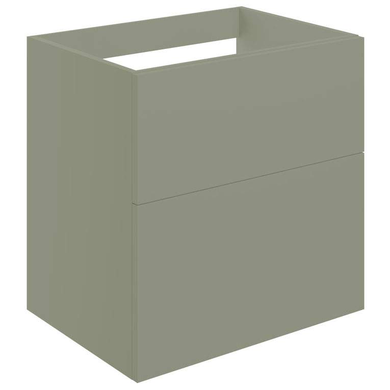 Shetland 590mm Wall Hung 2 Drawer Basin Unit (No Top) - Matt Olive Green